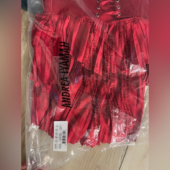 NWT Andrea Iyamah Hibi Pleated High Waisted Shorts in Cherry red ($295) - Size S - Picture 9 of 9